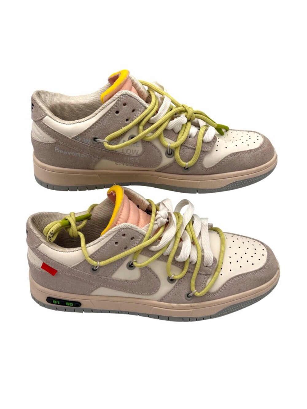 Nike SB Dunk Low Off-White Lot 01 of 50 Sneakers Size 9 Gray Suede White Leather - Picture 2 of 16